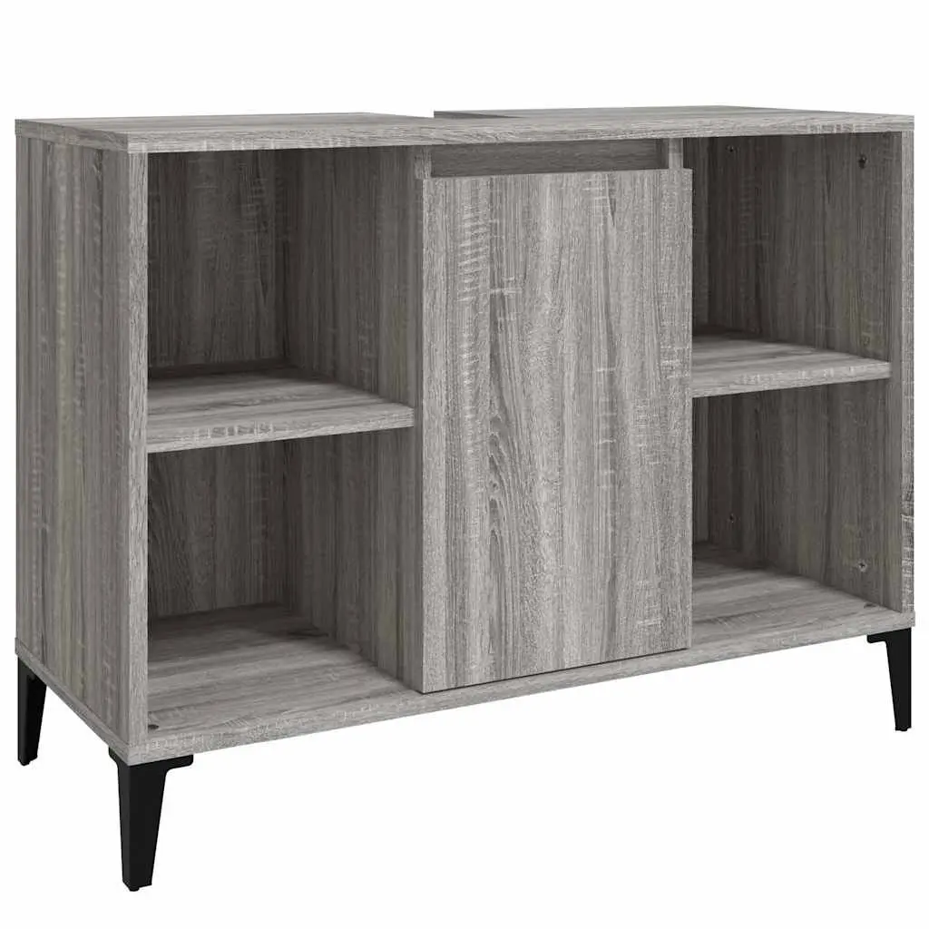 Bathroom Sink Cabinet Grey Sonoma 80x33x60 cm Engineered Wood Vanity Unit