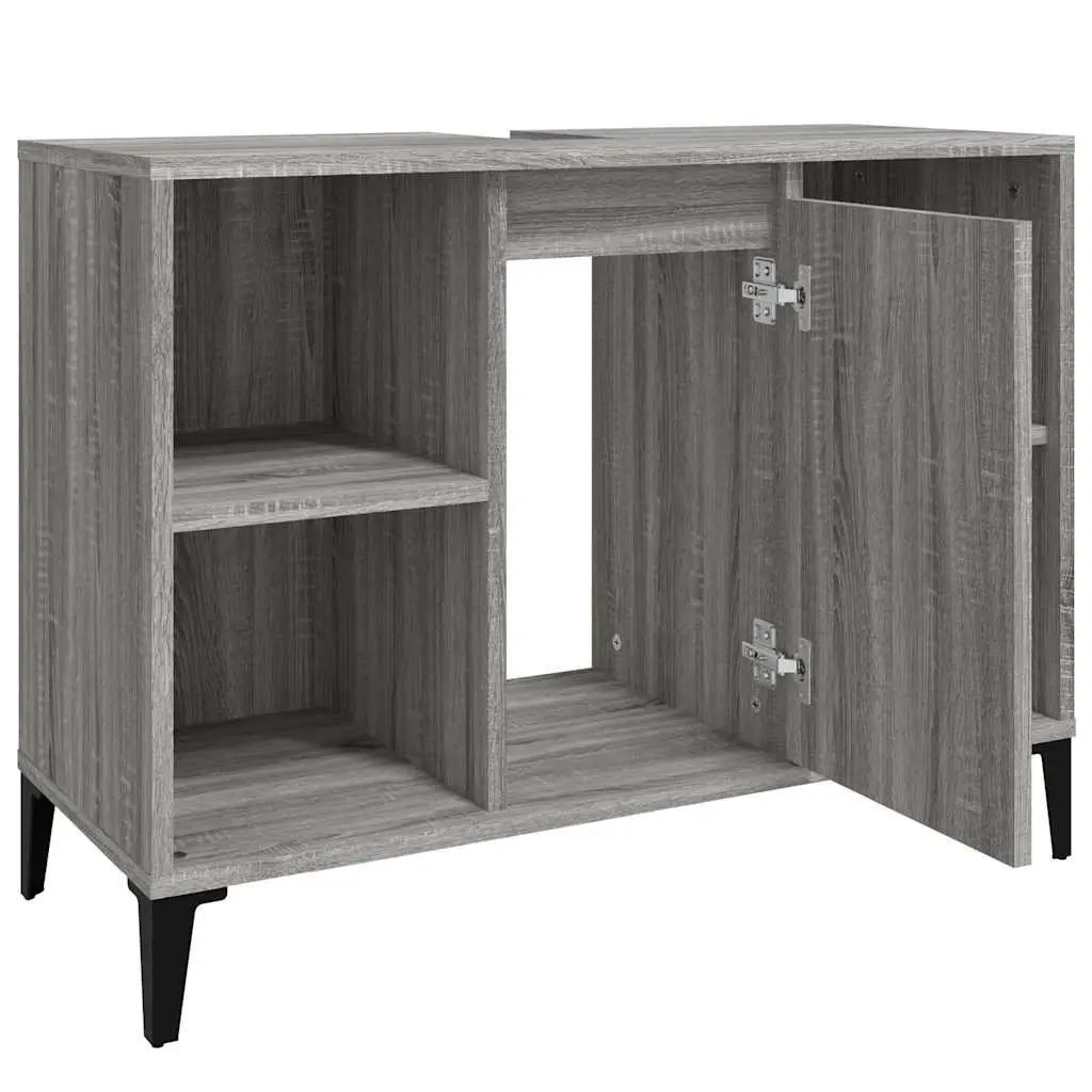 Bathroom Sink Cabinet Grey Sonoma 80x33x60 cm Engineered Wood Vanity Unit
