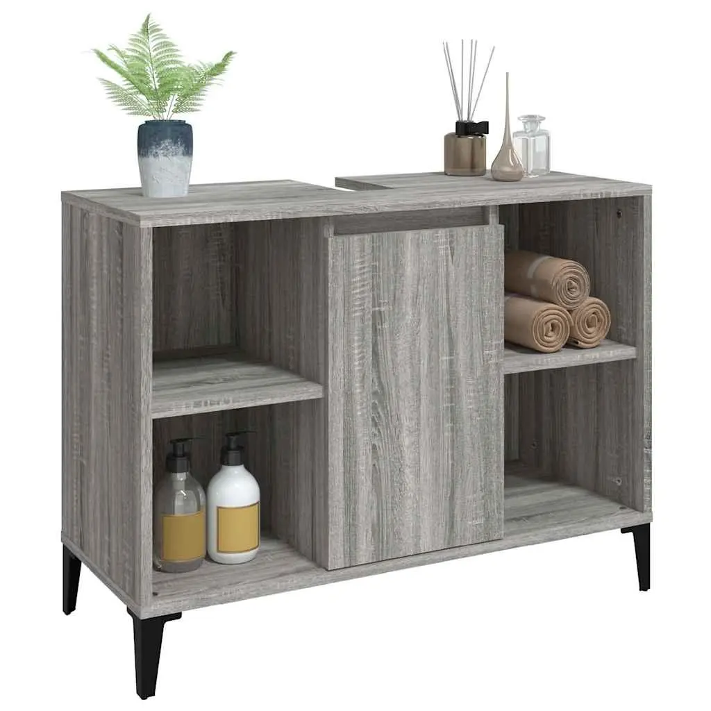 Bathroom Sink Cabinet Grey Sonoma 80x33x60 cm Engineered Wood Vanity Unit