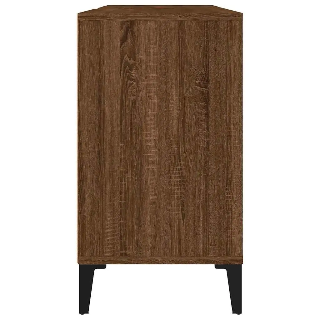 Bathroom Sink Cabinet Brown Oak 80x33x60cm Engineered Wood Vanity Unit Storage