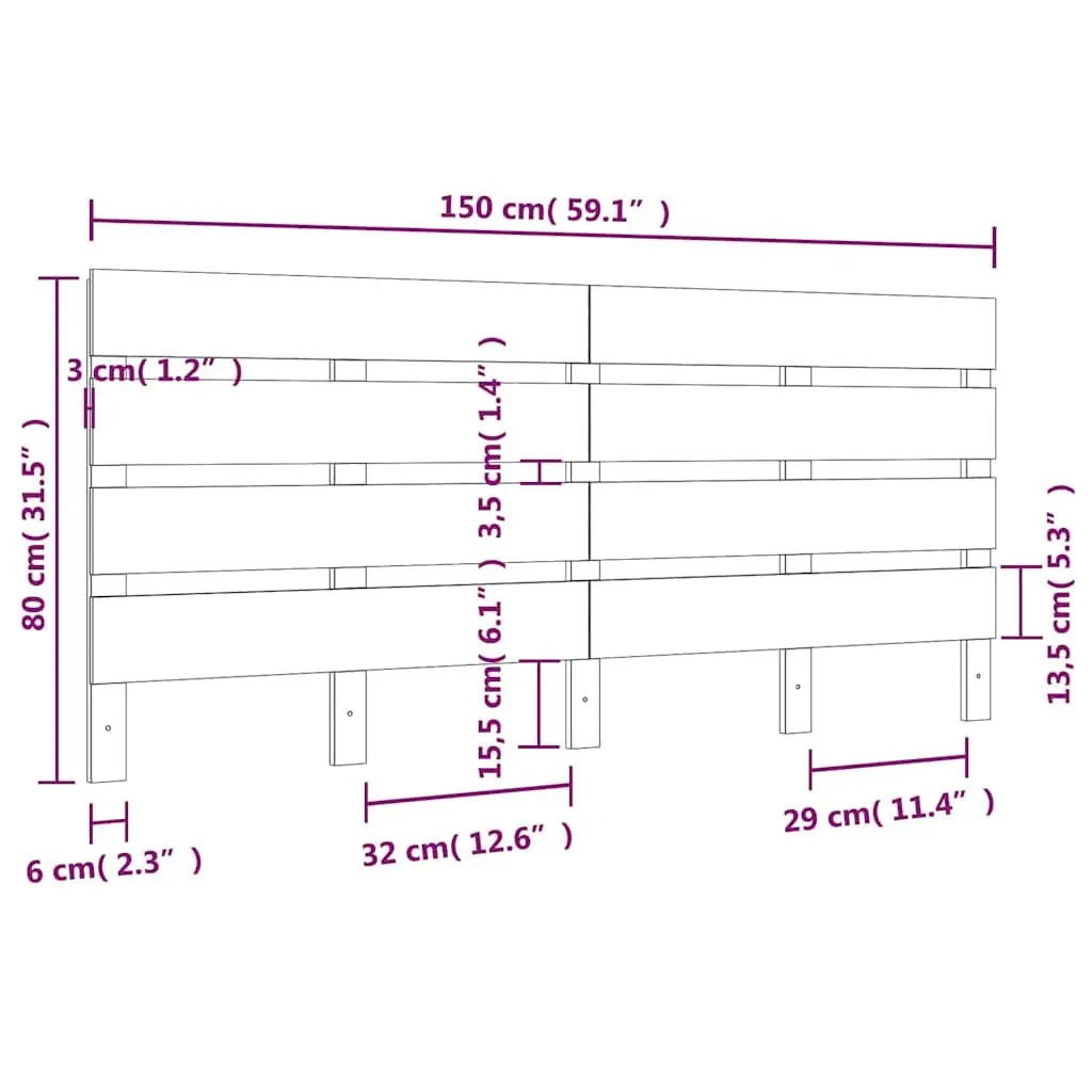Headboard White 150cm Slatted Wood Design Bedroom Bed Frame Support