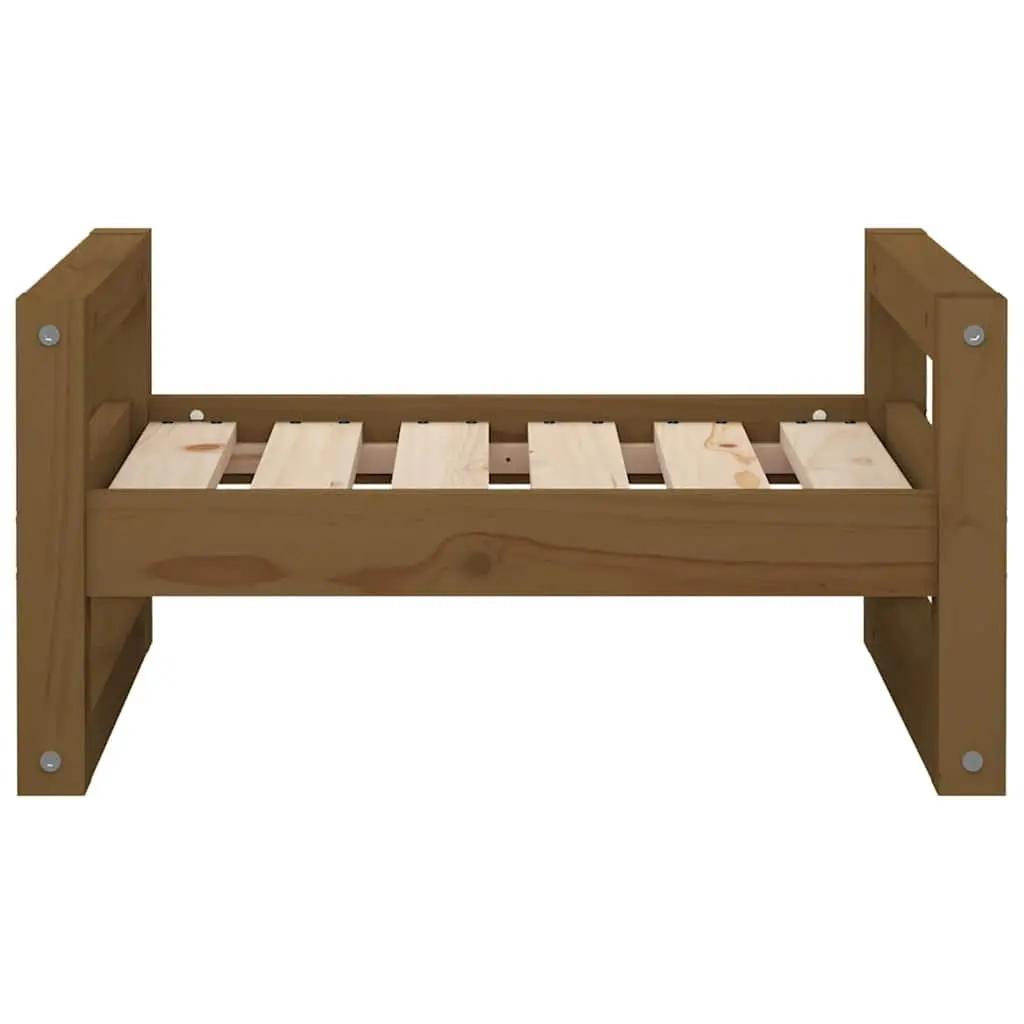 Dog Bed Brown Solid Pine Wood Rectangular Frame Sturdy