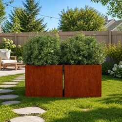 Compact and Sturdy Corten Steel Planters - 2 Pack