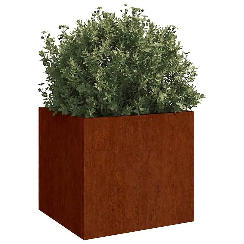 Planters Brown 32 x 30 x 29 cm Weathering Steel Garden Flower Pots 2 pcs Outdoor Raised Bed Decor