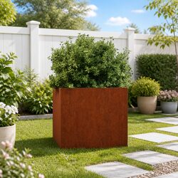 Corten Steel Garden Planter Box, 42x40x39 cm