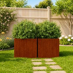 Planters 2 pcs 42x40x39 cm Garden Flower Box Raised Bed Steel Container