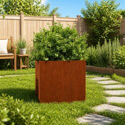 Corten Steel Planter 49x47x46cm Garden Flower Box Raised Bed Decorative Outdoor