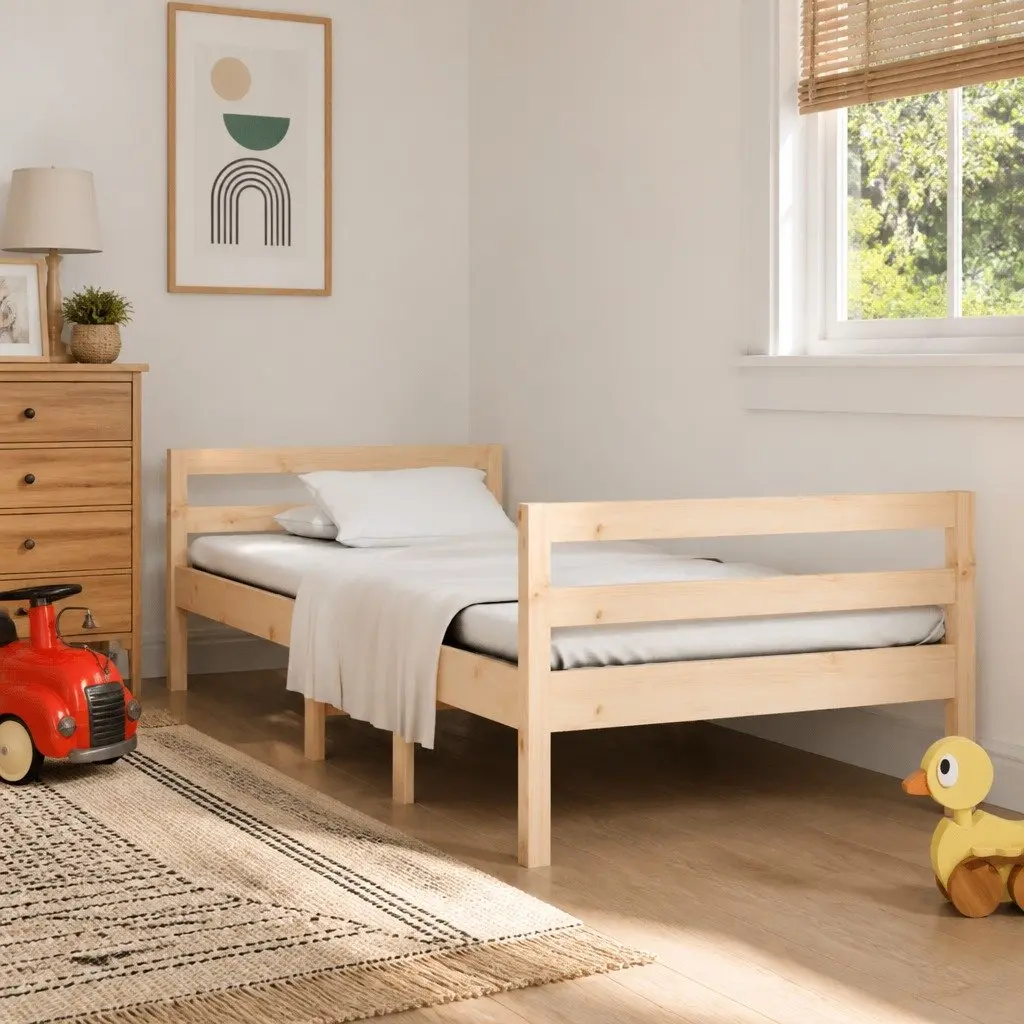Solid Wood Bed Frame Brown 90x190 cm Slatted Base
