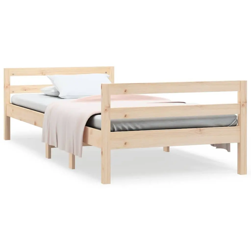 Solid Wood Bed Frame Brown 90x190 cm Slatted Base