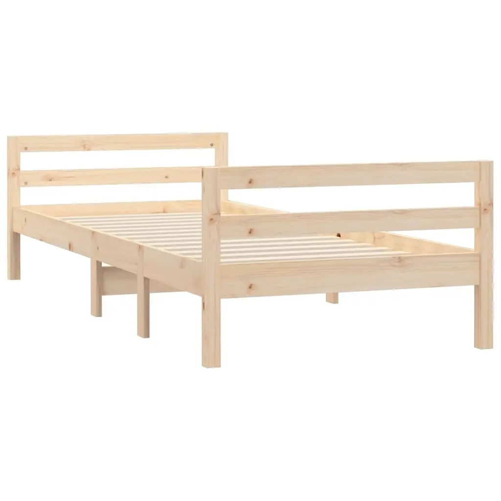 Solid Wood Bed Frame Brown 90x190 cm Slatted Base