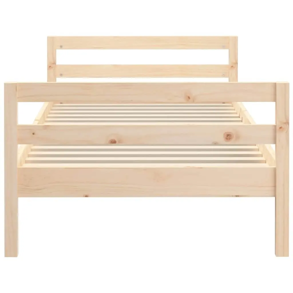 Solid Wood Bed Frame Brown 90x190 cm Slatted Base