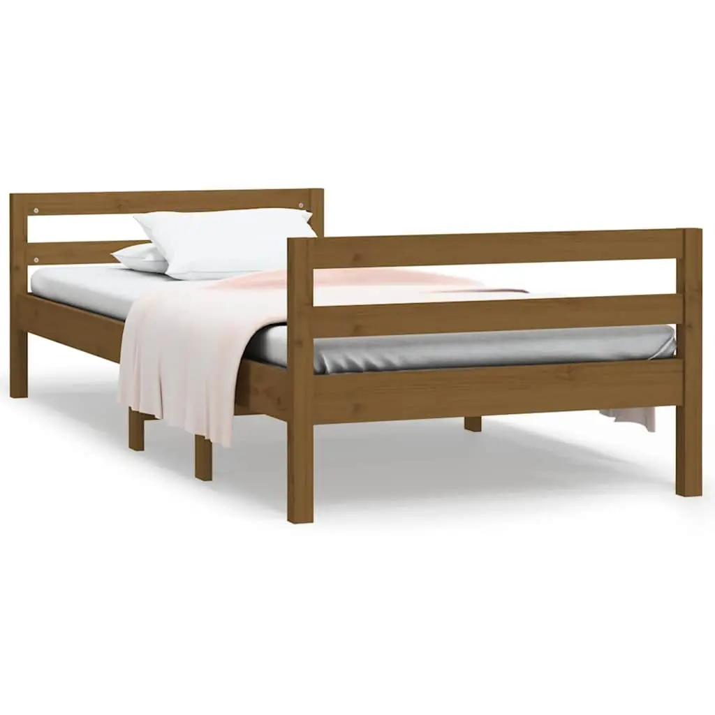 Bed Frame Solid Wood Pine Single 90x190cm Honey Brown Wooden Bedroom Furniture