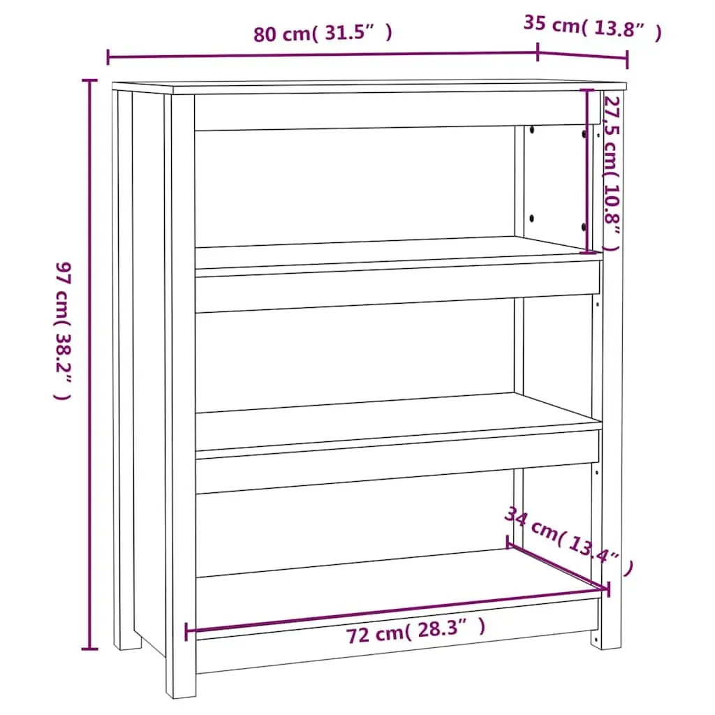 Solid Wood Book Cabinet Brown 80x35x97cm Sturdy Construction