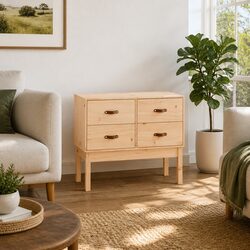 Concise Design: Console Cabinet 90x40x78cm Pine Wood