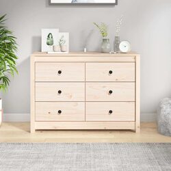 Solid Wood Pine Side Cabinet with Storage Drawers