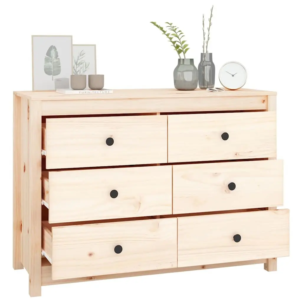 Side Cabinet Brown 100x40x72cm Solid Wood Pine Storage Drawers
