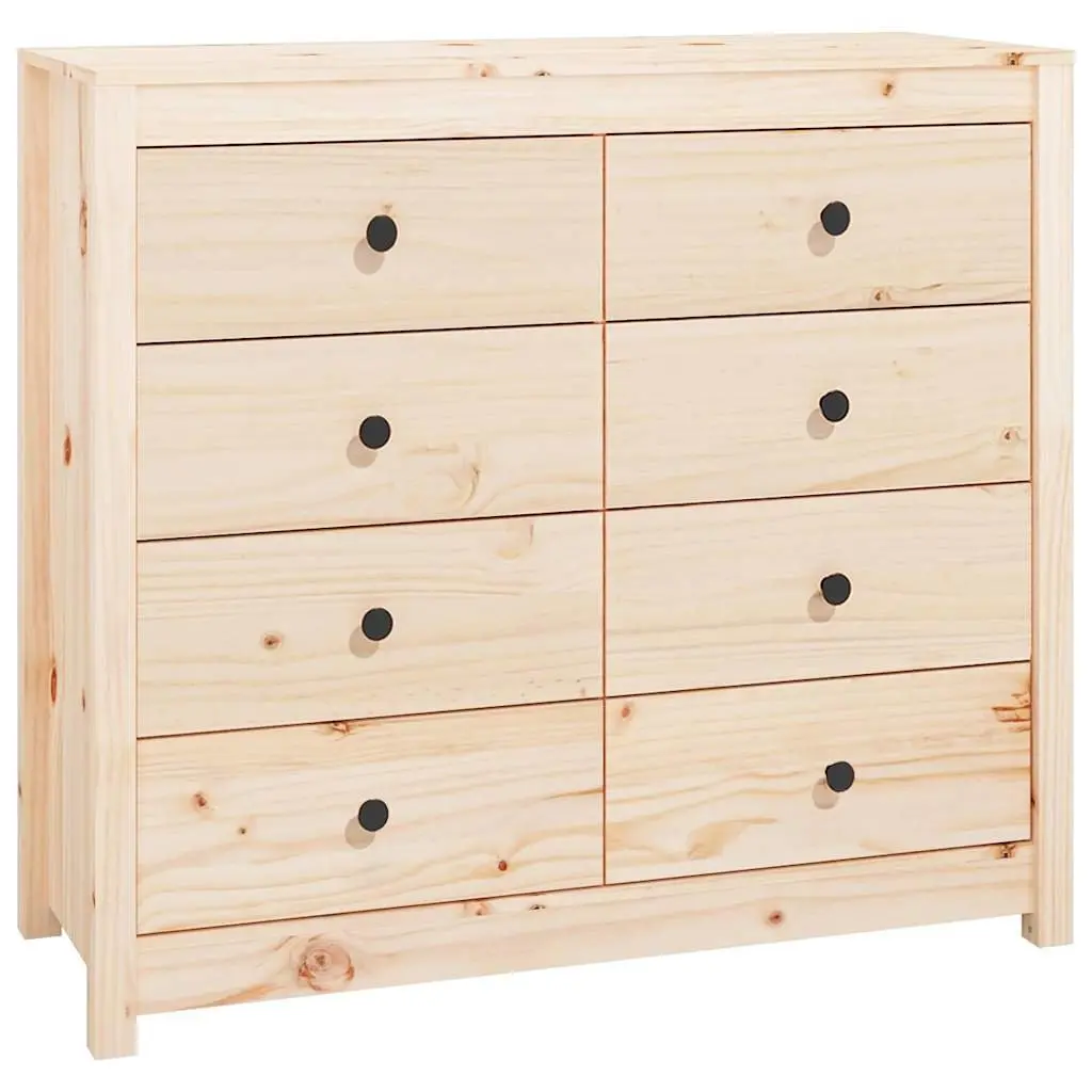 Side Cabinet Brown Solid Pine Wood Storage Drawer 100x40x90 cm