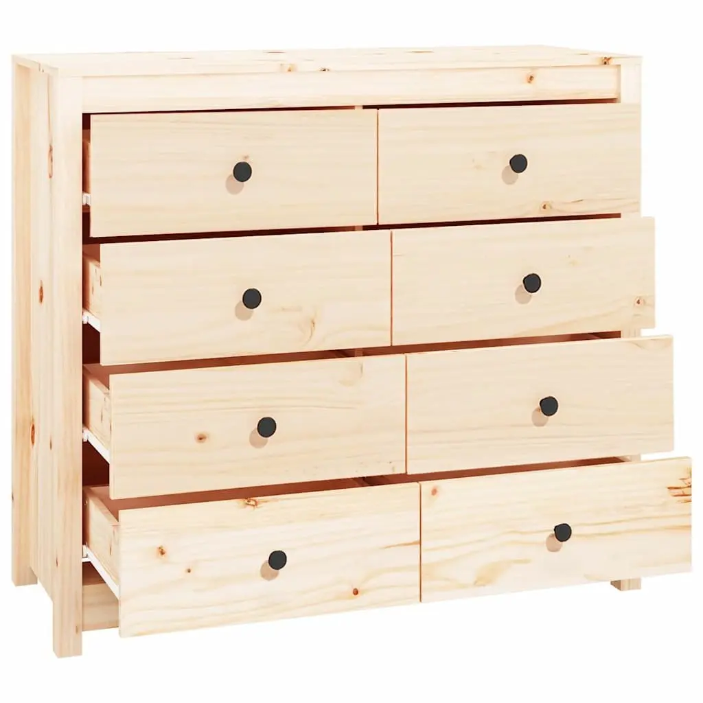 Side Cabinet Brown Solid Pine Wood Storage Drawer 100x40x90 cm