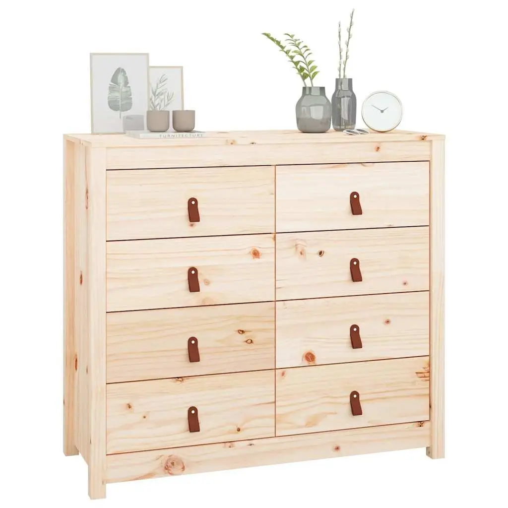 Side Cabinet Brown Solid Pine Wood Storage Drawer 100x40x90 cm