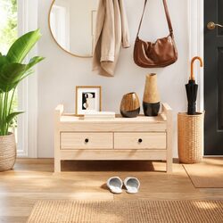 Hall Bench with Storage in Solid Pine