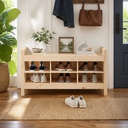 110x40x60cm Wooden Hall Bench with 6 Compartments