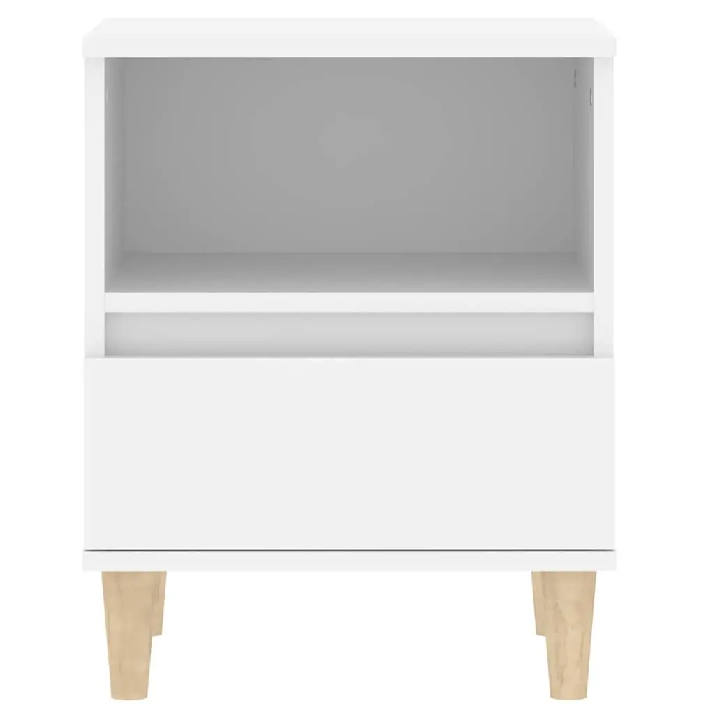 Bedside Table White Engineered Wood 40x35x50cm Drawer Storage Nightstand