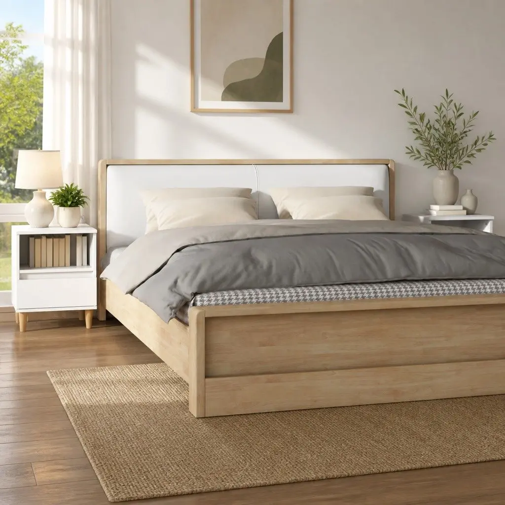 Bedside Cabinets White 40x35x50 cm Storage Drawers Wooden Legs 2 Piece