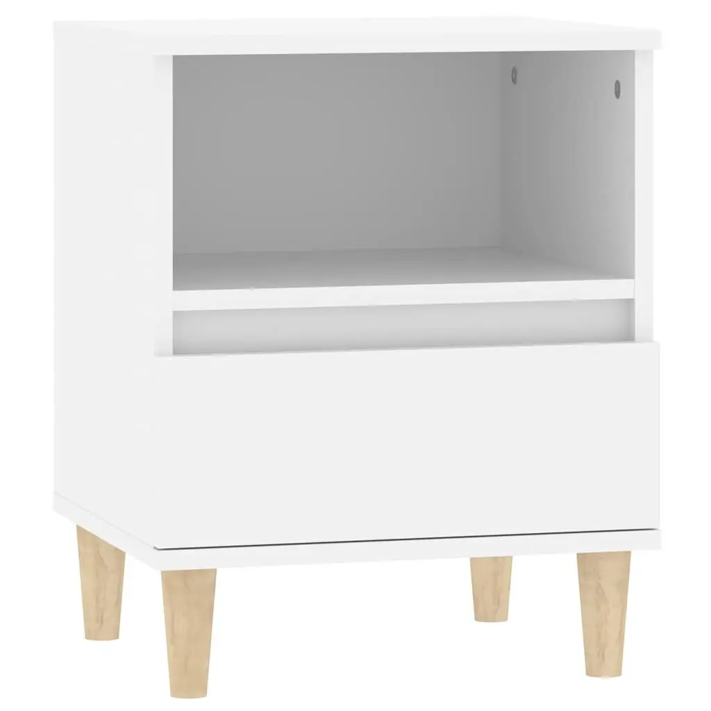Bedside Cabinets White 40x35x50 cm Storage Drawers Wooden Legs 2 Piece