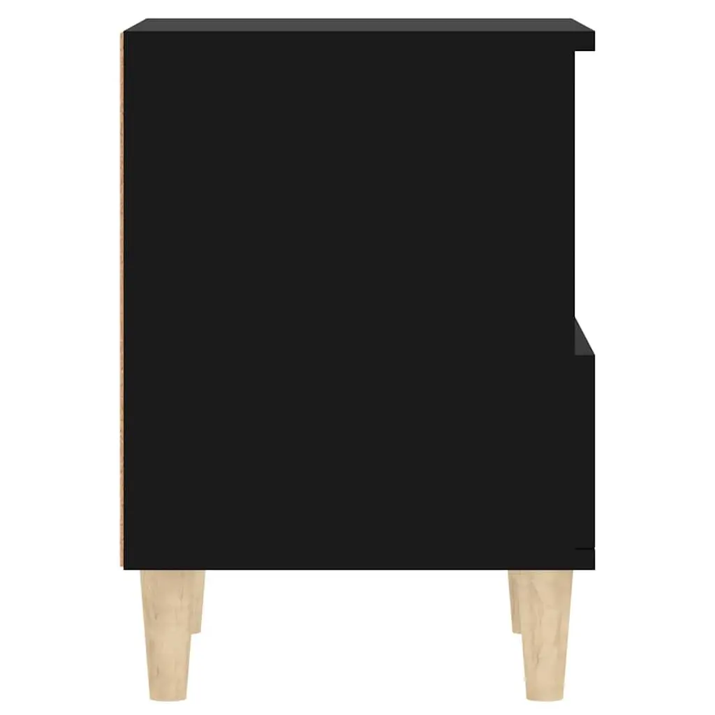 Black Nightstand Engineered Wood Storage Cabinet with Drawer and Compartment for Organised Bedroom Use