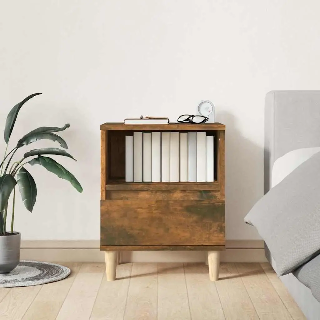 Bedside Cabinets Brown 2 Piece Engineered Wood Storage Nightstand Tables