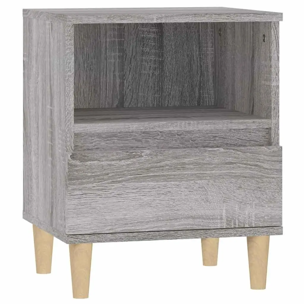 Bedside Cabinets Grey 40x35x50 cm Storage Compartment Drawer 2 Piece