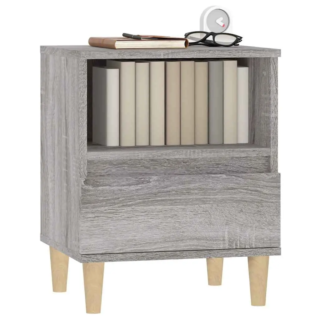 Bedside Cabinets Grey 40x35x50 cm Storage Compartment Drawer 2 Piece