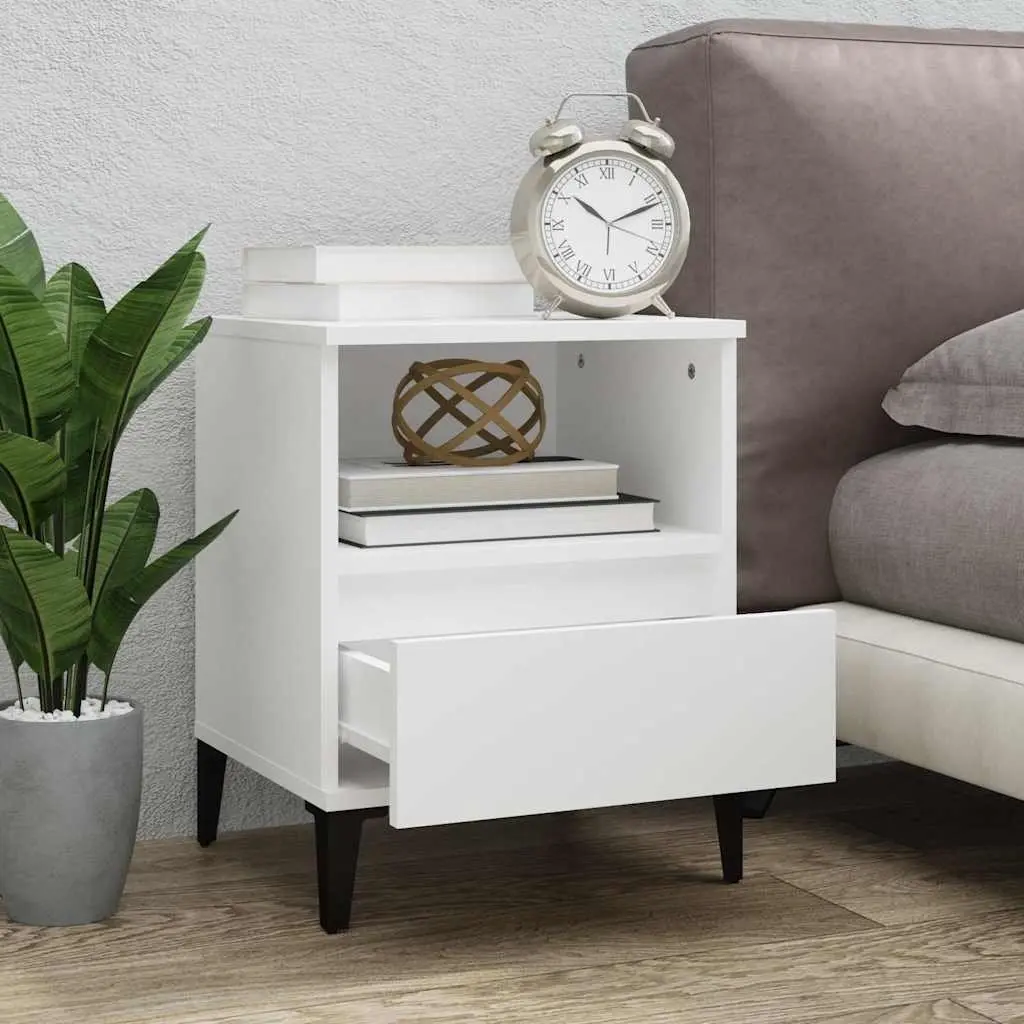 White Bedside Cabinet with Drawer 40x35x50cm