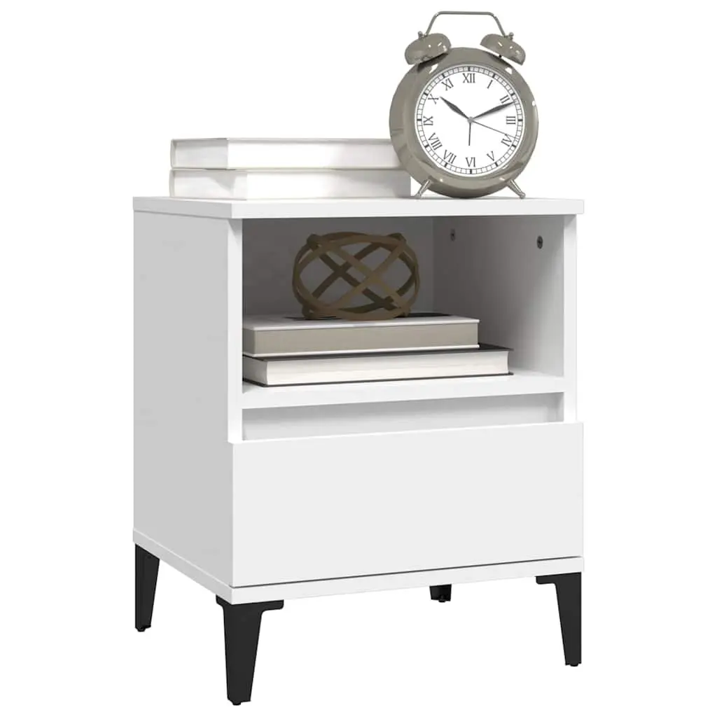 White Bedside Cabinet with Drawer 40x35x50cm