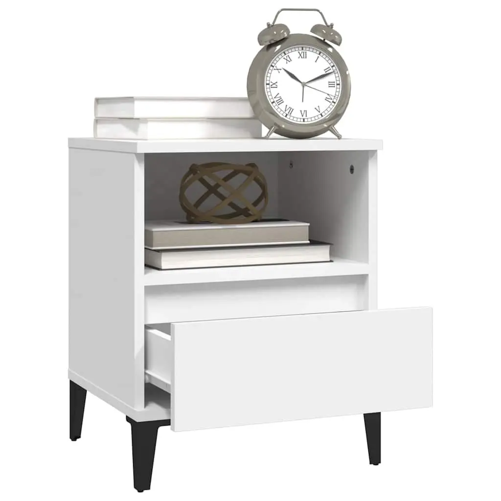 White Bedside Cabinet with Drawer 40x35x50cm