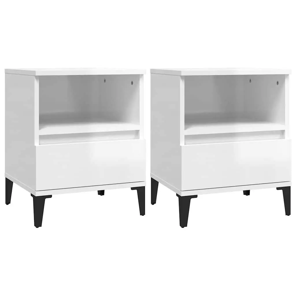 Bedside Cabinet White 2 Piece Storage Organiser Drawer Compartment Side Table