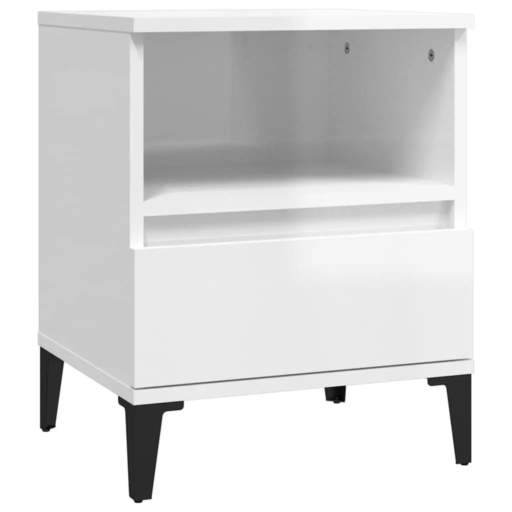 Bedside Cabinet White 2 Piece Storage Organiser Drawer Compartment Side Table