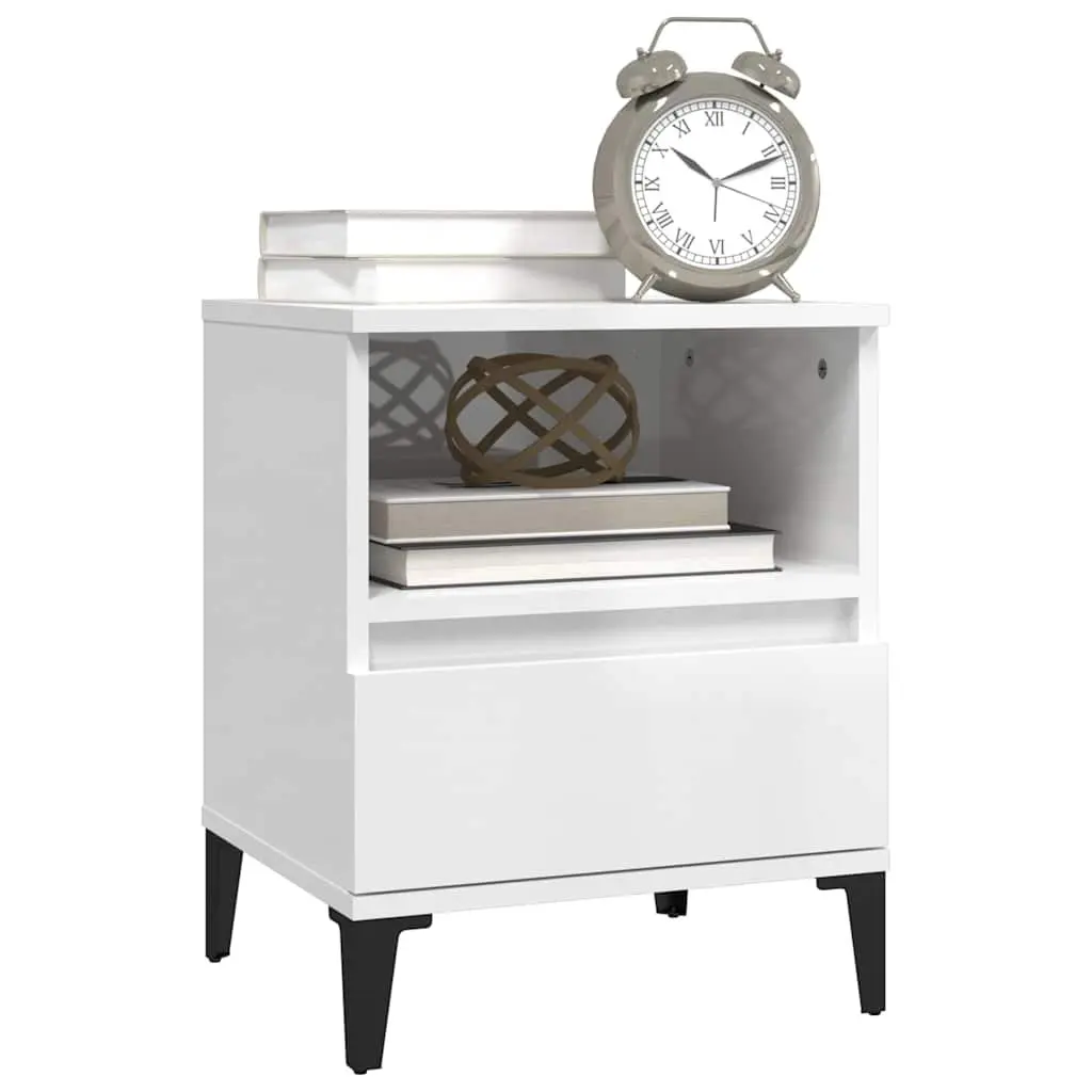 Bedside Cabinet White 2 Piece Storage Organiser Drawer Compartment Side Table