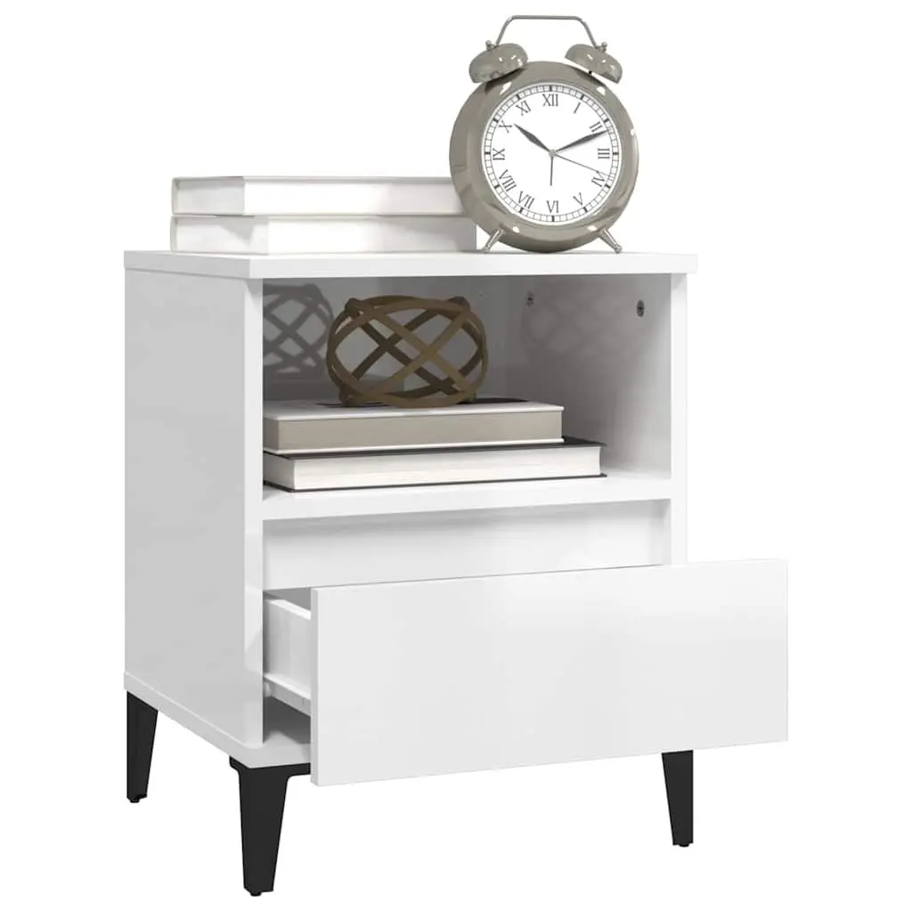 Bedside Cabinet White 2 Piece Storage Organiser Drawer Compartment Side Table
