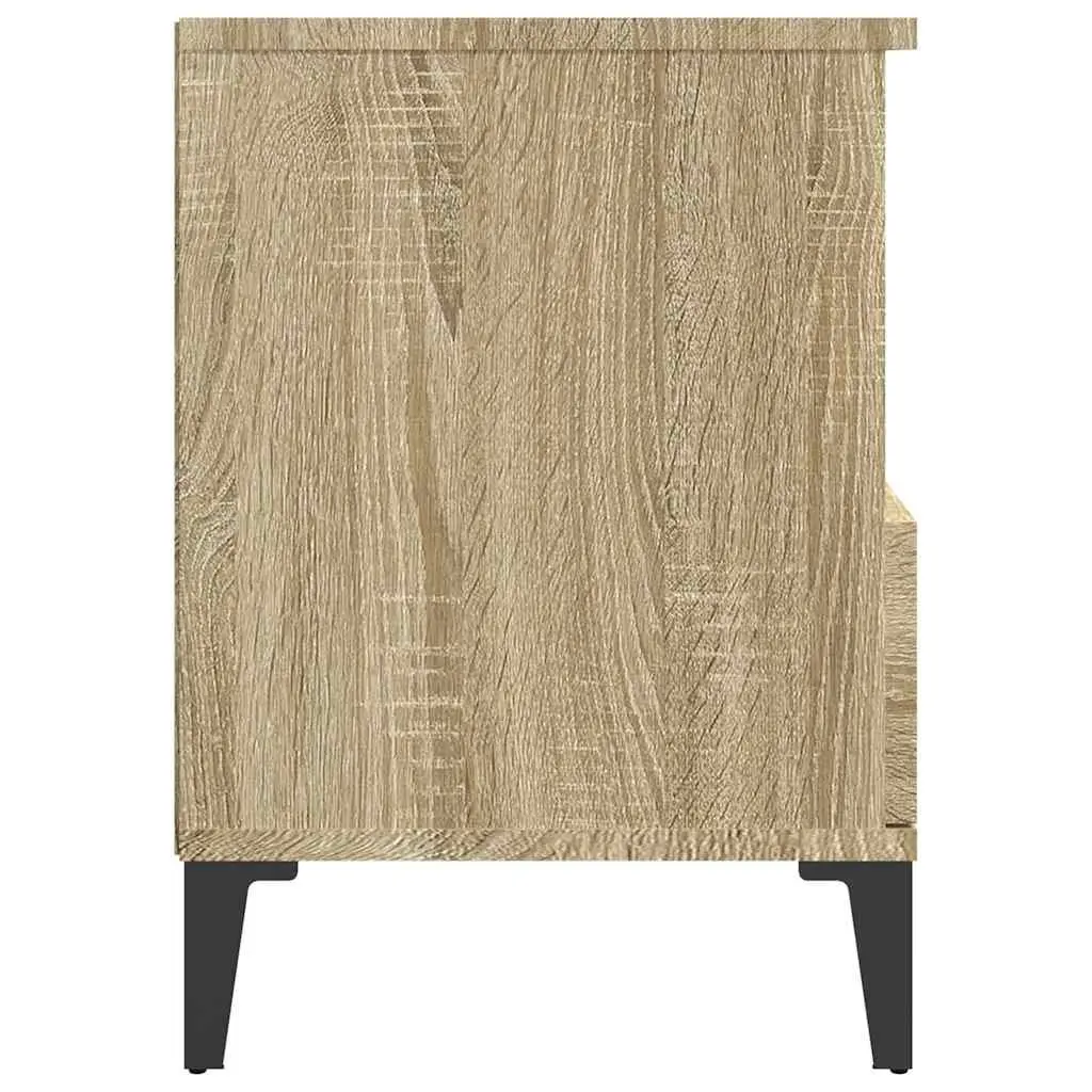 Brown Bedside Table Engineered Wood Drawer Storage Compartment Metal Legs 40x35x50cm