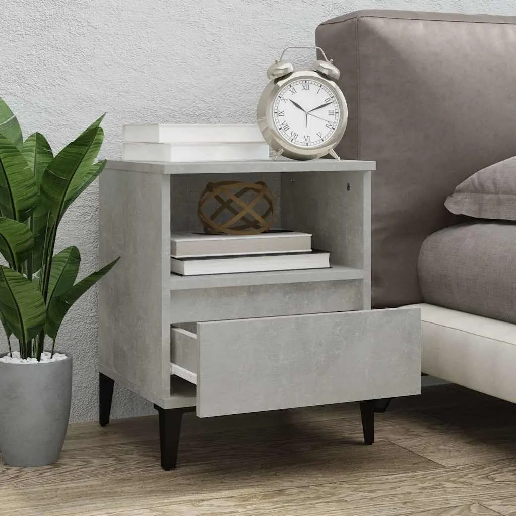 Bedside Cabinets Grey 40 x 35 x 50 cm Engineered Wood Storage Nightstand with Drawer Set of 2
