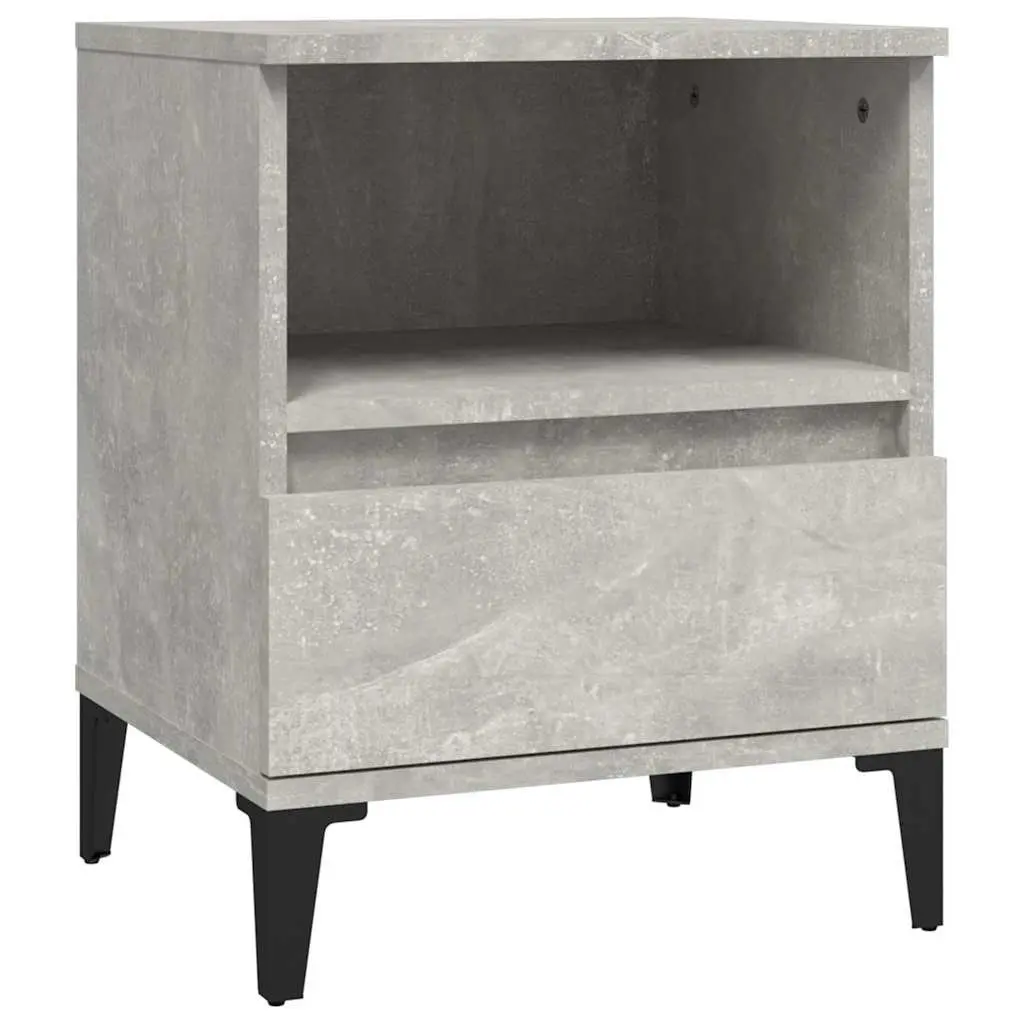 Bedside Cabinets Grey 40 x 35 x 50 cm Engineered Wood Storage Nightstand with Drawer Set of 2