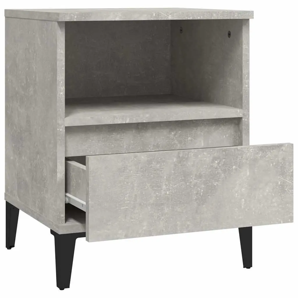 Bedside Cabinets Grey 40 x 35 x 50 cm Engineered Wood Storage Nightstand with Drawer Set of 2