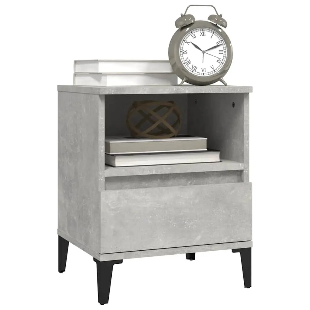 Bedside Cabinets Grey 40 x 35 x 50 cm Engineered Wood Storage Nightstand with Drawer Set of 2
