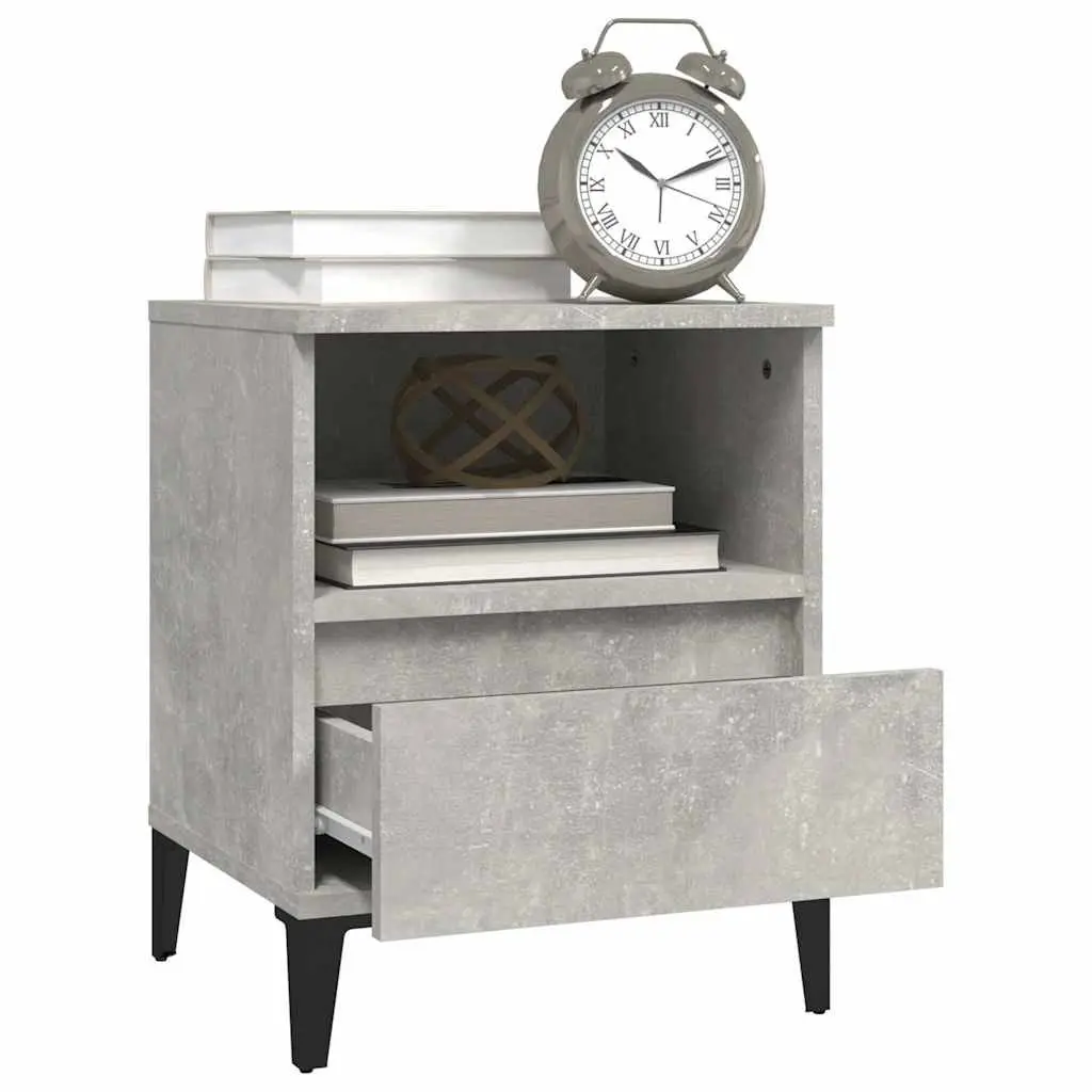 Bedside Cabinets Grey 40 x 35 x 50 cm Engineered Wood Storage Nightstand with Drawer Set of 2