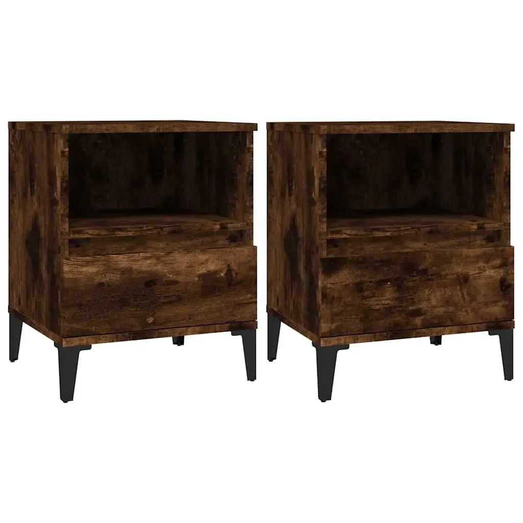 Bedside Cabinet Smoked Oak Brown 40x35x50 cm Storage Drawer Organiser