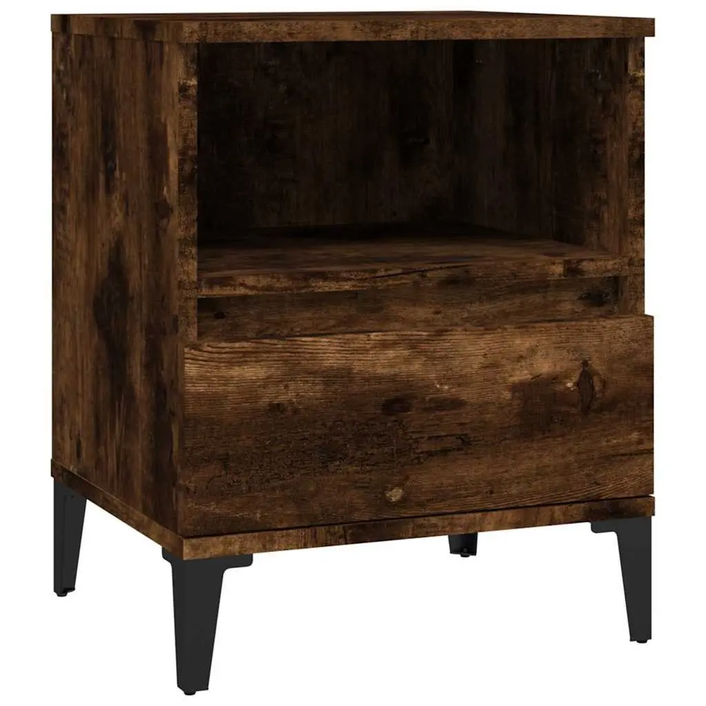 Bedside Cabinet Smoked Oak Brown 40x35x50 cm Storage Drawer Organiser