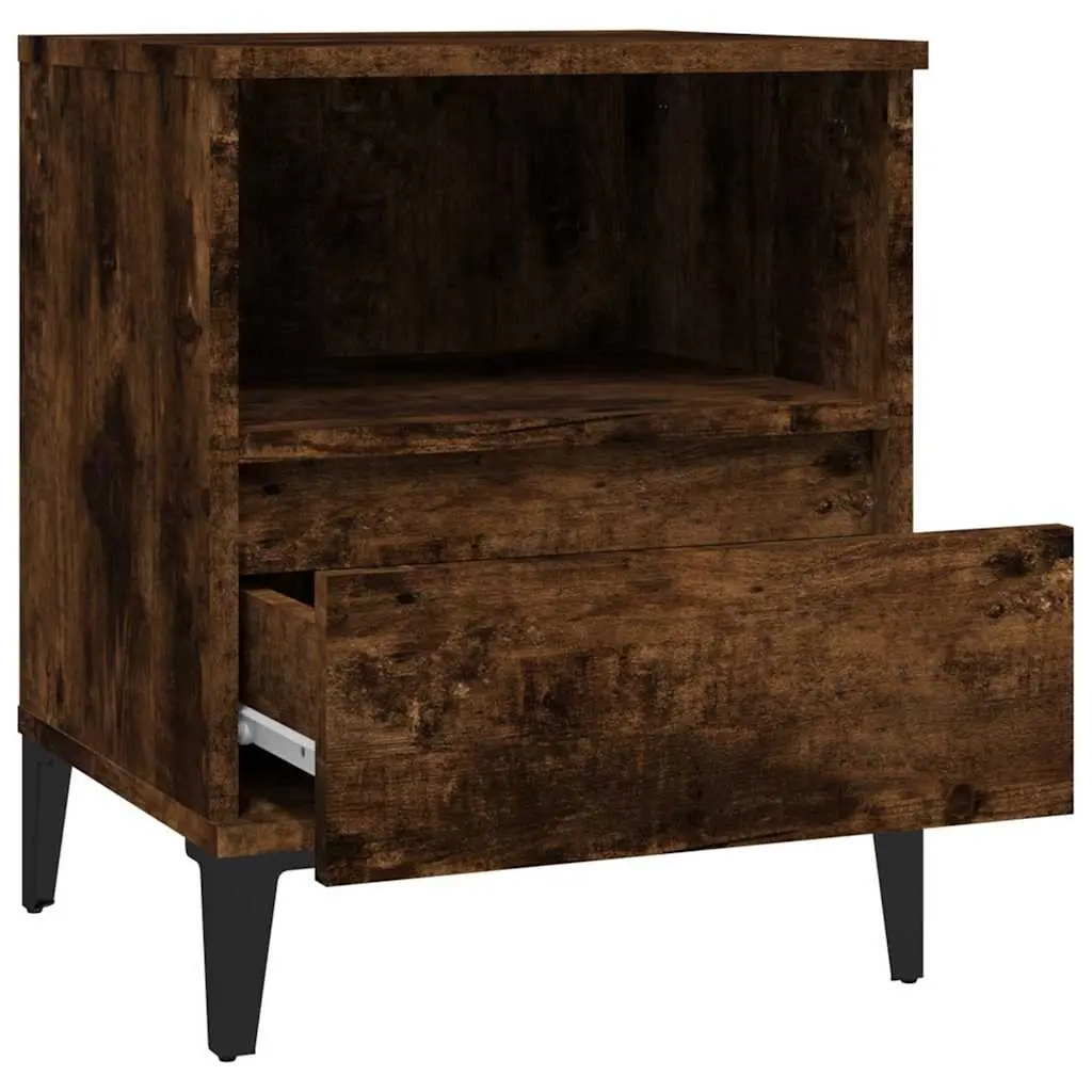 Bedside Cabinet Smoked Oak Brown 40x35x50 cm Storage Drawer Organiser