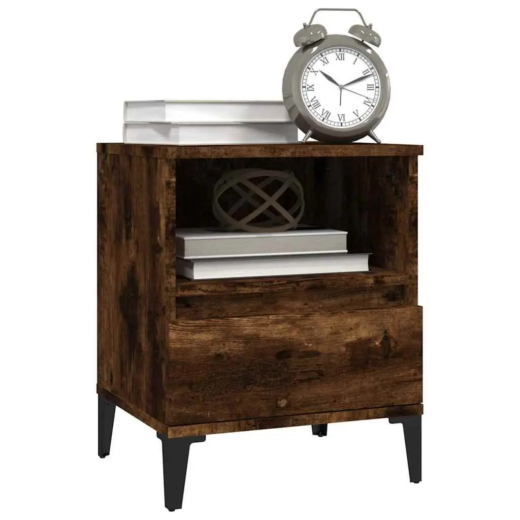 Bedside Cabinet Smoked Oak Brown 40x35x50 cm Storage Drawer Organiser