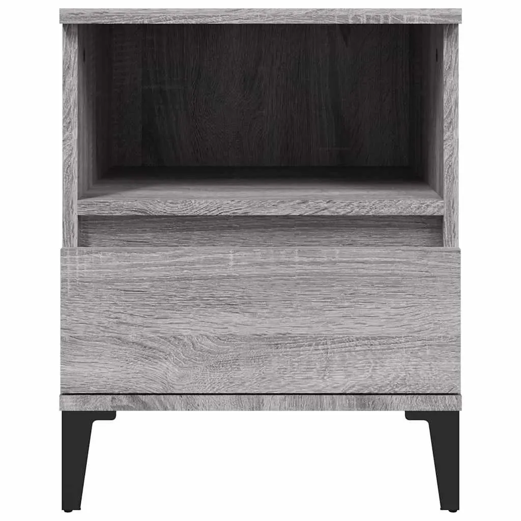 Bedside Cabinets Grey 40x35x50cm Storage Organiser Drawer Compartment 2 Pieces